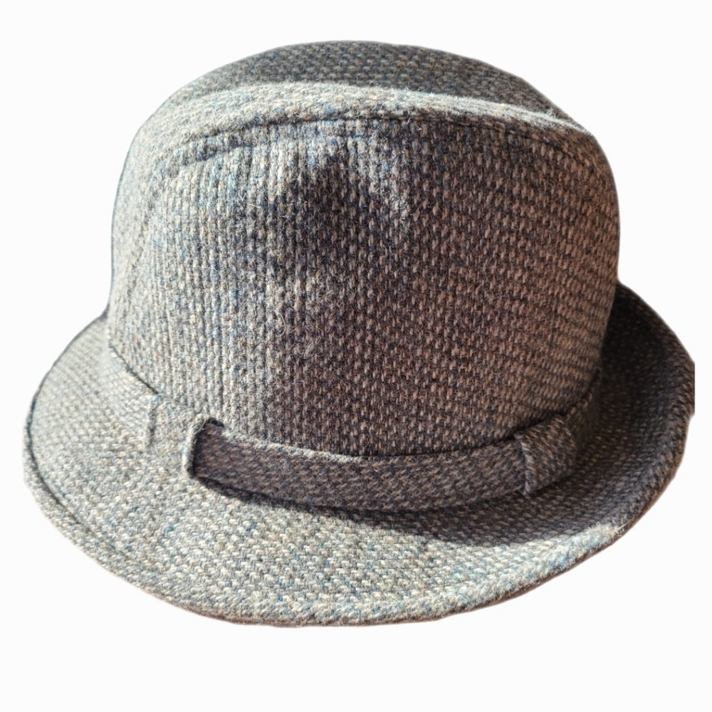 Vintage Gray Blue Beige Wool Fedora Hat